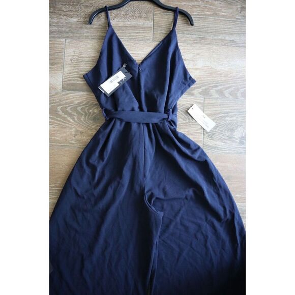 AX PARIS PA025 Women's Sz 18 US 14 Navy Blue Wide Leg Thigh Split Jumpsuit - Picture 7 of 11